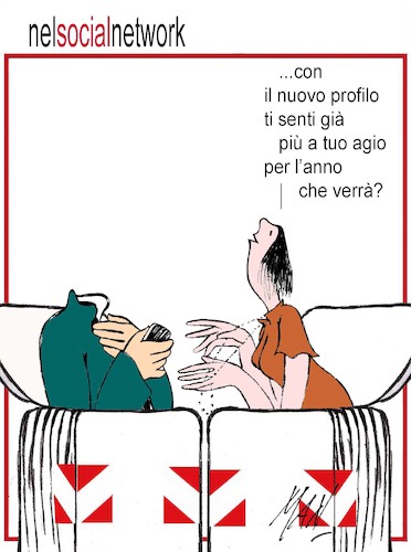 Cartoon: nel social networt (medium) by Enzo Maneglia Man tagged vignetta,umorismo,grafico,fine,anno,social,networt,fighillearte,maneglia,enzo,man