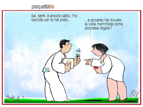Cartoon: Pasquetta Bio (medium) by Enzo Maneglia Man tagged vignette,umorismo,grafico,pasquetta,bio,fighillearte,piccolomuseo,fighille,ita