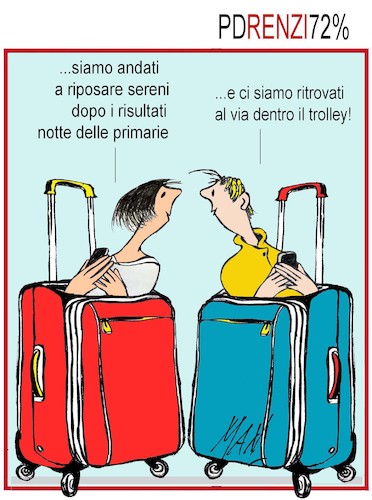 Cartoon: primarie PD Renzi (medium) by Enzo Maneglia Man tagged vignette,umorismo,cassonettari,man,maneglia,fighillearte
