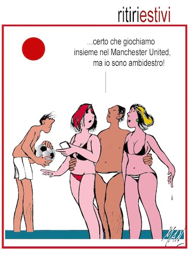 Cartoon: ritiri estivi (medium) by Enzo Maneglia Man tagged vignette,umorismo,grafico,sport,calcio,cassonettari,spilli,di,enzo,maneglia,man,fighillearte,estate,2018