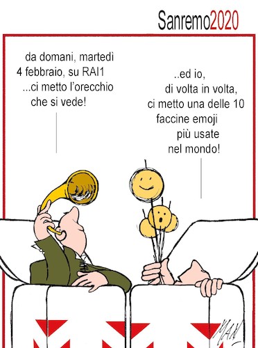 Cartoon: Sanremo Festival m2020 (medium) by Enzo Maneglia Man tagged vignette,umorismo,grafico,cassonettari,di,man,fighillearte,piccolomuseo,fighille