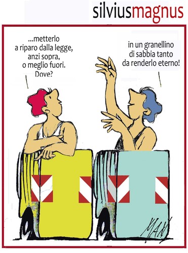 Cartoon: Silvius Magnus (medium) by Enzo Maneglia Man tagged cassonettari,agosto,2013,maneglia,man,fighillearte