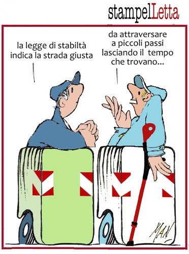 Cartoon: stampalletta (medium) by Enzo Maneglia Man tagged frinanziaria,fighillearte,maneglia,man,cassonettari