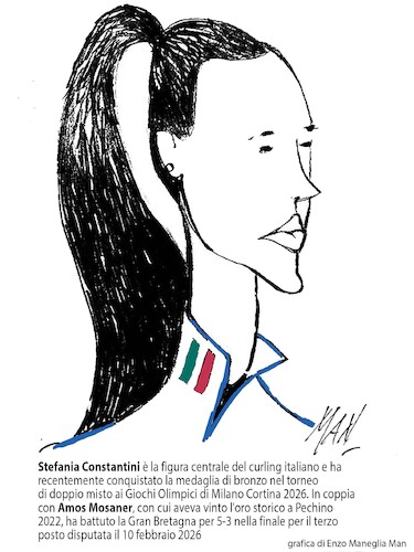 Cartoon: Stefania Costantini (medium) by Enzo Maneglia Man tagged caricature,sport,campioni,olimpici,curling