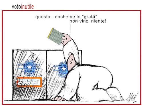 Cartoon: voto inutile (medium) by Enzo Maneglia Man tagged vignetta,umorismo,grafico,satira,politica,fighillearte,piccolomuseo,fighille,ita