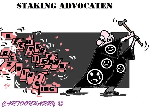 Cartoon: Advocaten Protest (medium) by cartoonharry tagged advocaat,rechtsbijstand,bezuinigingen