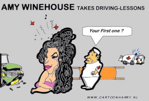 Cartoon: Amy Winehouse (medium) by cartoonharry tagged car,lessons,amy,winehouse