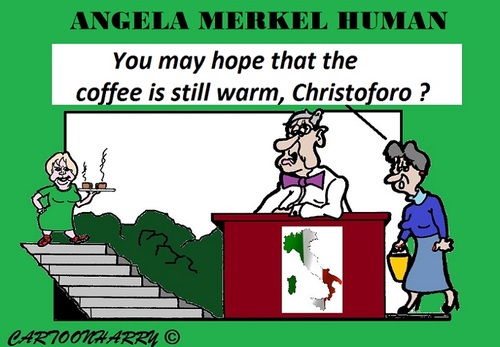Cartoon: Angela Merkel Human (medium) by cartoonharry tagged angela,merkel,vacation,caricature,italy,cartoons,cartoonists,cartoonharry,dutch,toonpool
