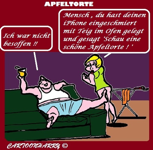 Cartoon: Apfeltorte (medium) by cartoonharry tagged apfeltorte,besoffen,betrunken,iphone