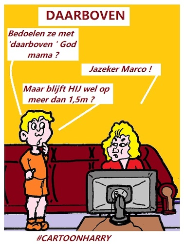 Cartoon: Daarboven (medium) by cartoonharry tagged god,daarboven,corona,cartoonharry