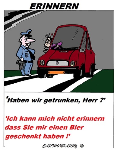 Cartoon: Die Erinnerung (medium) by cartoonharry tagged bier,erinnerung,polizei,autofahrer,autofahren,cartoon,cartoonist,cartoonharry,dutch,toonpool