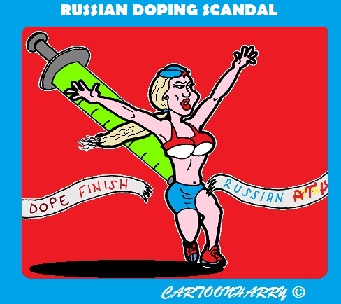 Cartoon: Doping Scandal (medium) by cartoonharry tagged sports,doping,athletics,russians