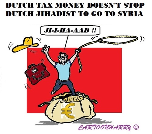 Cartoon: Dutch Jihadist (medium) by cartoonharry tagged taxmoney,jihad,jihadist,syria,dutch,holland