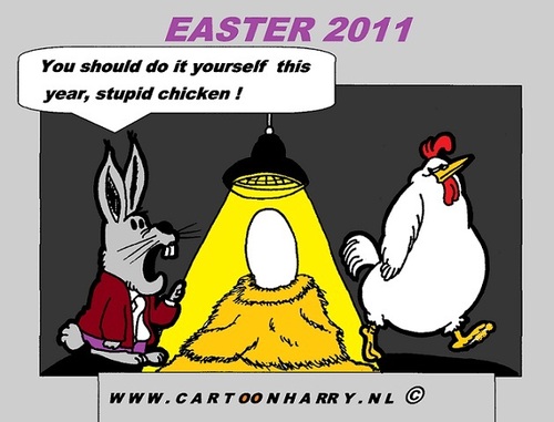 Cartoon: Easter 2011 (medium) by cartoonharry tagged chicken,easter,bunny,cartoonharry