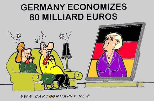 Cartoon: Economizes (medium) by cartoonharry tagged 80,euros,mrd,economizes,germany,cartoonharry
