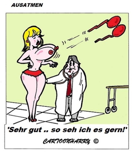 Cartoon: Einatmen (medium) by cartoonharry tagged einatmen,ausatmen,frau,doktor,arzt,bh,cartoonist,cartoonharry,dutch,toonpool