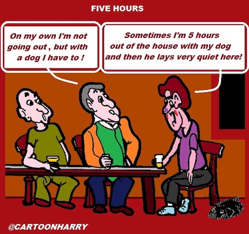 Cartoon: Five Hours Dog (medium) by cartoonharry tagged five,pub,dog