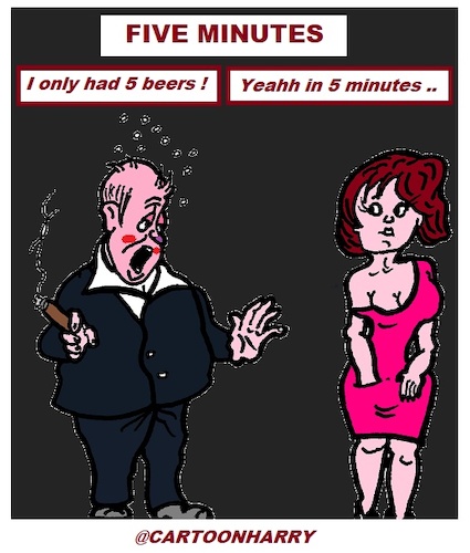 Cartoon: Five Minutes (medium) by cartoonharry tagged beer,cartoonharry