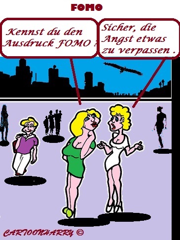 Cartoon: FOMO (medium) by cartoonharry tagged fomo,angst