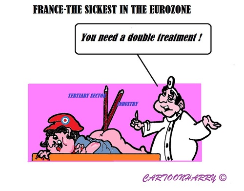 Cartoon: France (medium) by cartoonharry tagged france,europe,cure,industry,tertiarysector