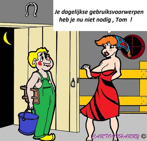 Cartoon: Gebruiksvoorwerpen (medium) by cartoonharry tagged toonpool,dutch,cartoonharry,cartoonist,cartoon,boerendochter,knecht,dagelijks,gebruiksvoorwerpen,utensils