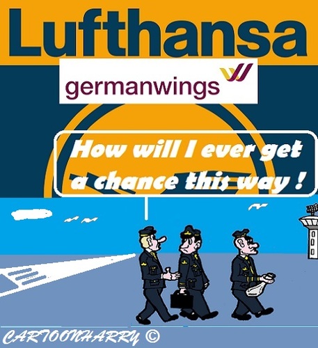 Cartoon: German Pilot Rule (medium) by cartoonharry tagged germany,lufthansa,germanwings,pilots