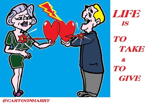 Cartoon: Give and Take (medium) by cartoonharry tagged give,take,relationship