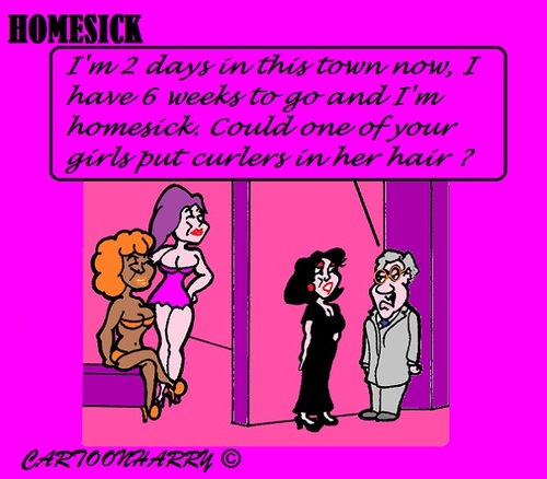 Cartoon: Homesick (medium) by cartoonharry tagged homesick,curlers,work,city,hookers,whore