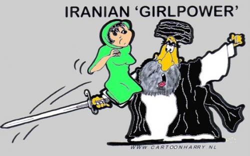 Cartoon: Iranian Girlpower (medium) by cartoonharry tagged iran,girls,women,ayatollah,girlpower