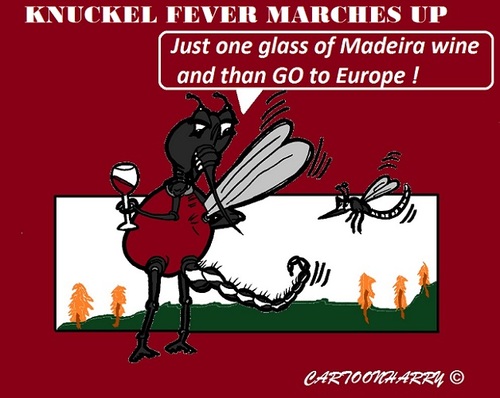 Cartoon: Knuckel Fever (medium) by cartoonharry tagged knuckelfever,europe,marsch,madeira,tigermosquito,cartoon,cartoonist,cartoonharry,dutch,toonpool