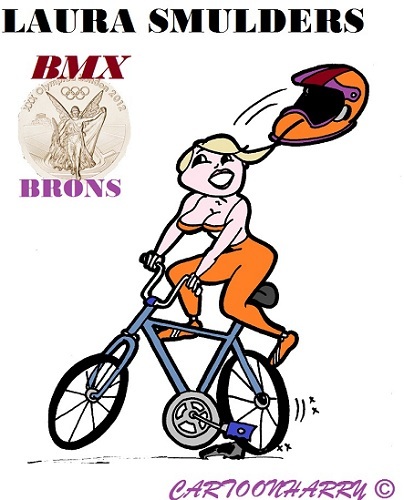 Cartoon: Laura Smulders (medium) by cartoonharry tagged smulders,bmx,brons,cartoon,cartoonharry,dutch,toonpool