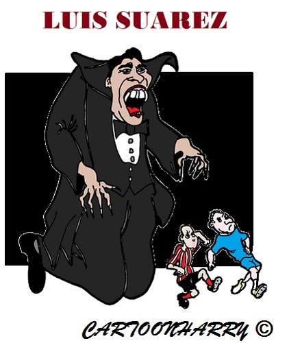 Cartoon: Luis Suarez (medium) by cartoonharry tagged vampire,vampier,luissuarez,luis,suarez,soccer,holland,england,cartoons,cartoonists,cartoonisten,caricatures,karikaturen,cartoonharry,dutch,toonpool