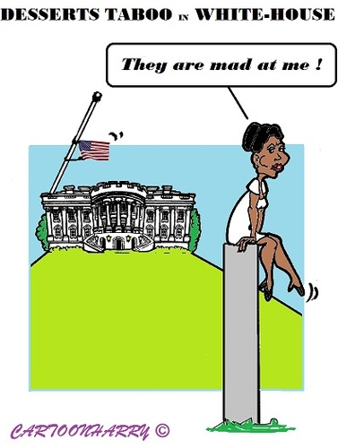Cartoon: Michelle Obama (medium) by cartoonharry tagged usa,whitehouse,michelle,obama,desserts,banned,cartoonharry