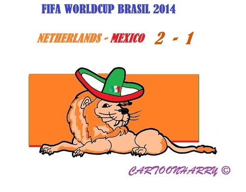 Cartoon: Netherlands-Mexico 2-1 (medium) by cartoonharry tagged fifa,soccer,netherlands,mexico
