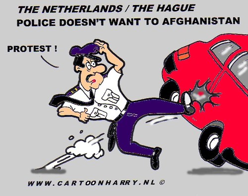 Cartoon: No Dutch Police (medium) by cartoonharry tagged afghanistan,dutch,police,protest,cartoonharry
