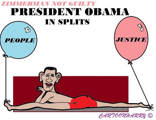 Cartoon: Obama (medium) by cartoonharry tagged toonpool,zimmerman,guilty,people,justice,splits,obama