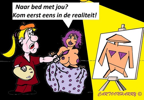 Cartoon: Realiteit (medium) by cartoonharry tagged realiteit,kunstschilder,bed,cartoon,cartoonist,cartoonharry,dutch,toonpool