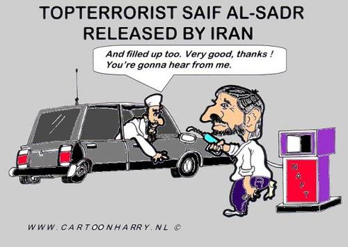 Cartoon: Saif al-Sadr Free (medium) by cartoonharry tagged iran,ahmadinejad,alsadr,cartoonharry