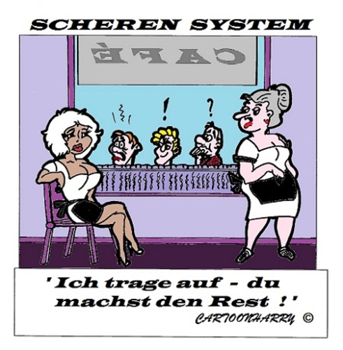 Cartoon: Scheren System (medium) by cartoonharry tagged scheren,system,frauen,sexy,gaste,cafe,cartoon,cartoonist,cartoonharry,dutch,toonpool