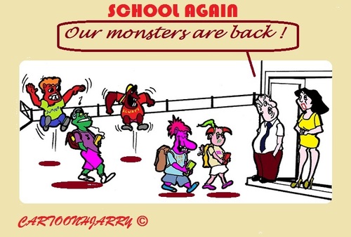 Cartoon: School Beginn (medium) by cartoonharry tagged 2015,beginn,monsters,teachers,school