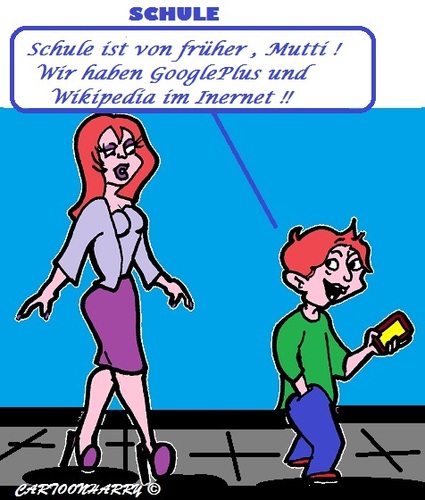 Cartoon: Schule (medium) by cartoonharry tagged googleplus,wikipedia,schule