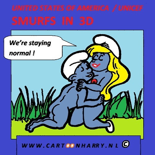 Cartoon: Smurfs in 3D (medium) by cartoonharry tagged smurfs,3d,today,normal,cartoon,cartoonist,cartoonharry,sexy,dutch,toonpool