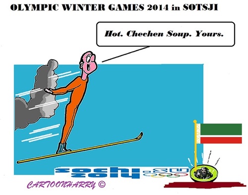 Cartoon: Sotsji and Chechen Soup (medium) by cartoonharry tagged russia,sotsji,wintergames,2014,cechen