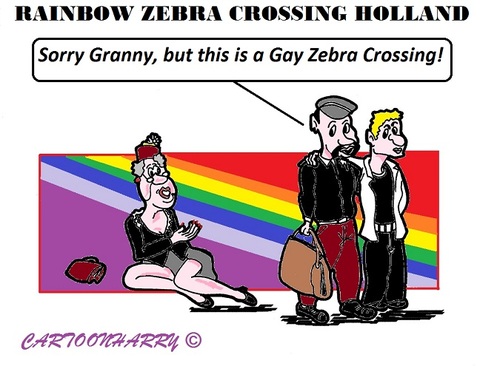 Cartoon: Special Zebra Crossing (medium) by cartoonharry tagged special,zebracrossing,gay,cartoon,holland,dutch,utrecht,cartoonharry,toonpool