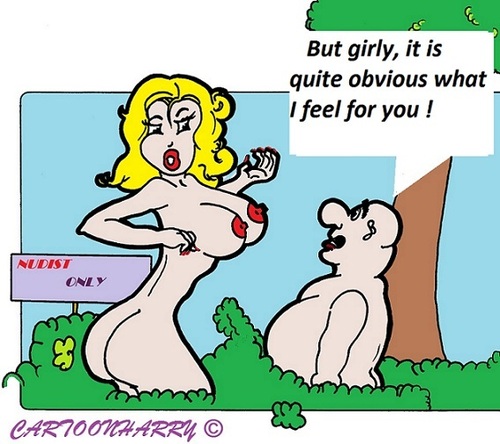 Cartoon: Very Clear (medium) by cartoonharry tagged obvious,clear,nudism,girl,man,cartoon,cartoonist,cartoonharry,dutch,toonpool