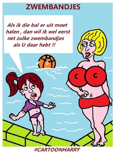Cartoon: Zwembandjes (medium) by cartoonharry tagged meisje,zwemband,cartoonharry