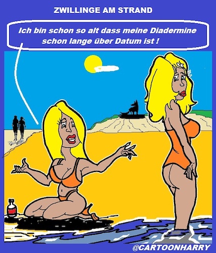 Cartoon: Zwillinge (medium) by cartoonharry tagged zwillinge,strand