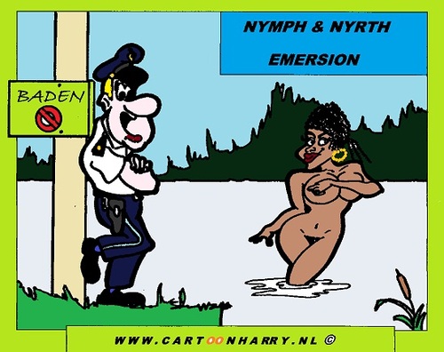 Cartoon: Nymph and Nyth (medium) by cartoonharry tagged girls,nude,nymph,cartoon,cartoonharry,cartoonist,dutch,toonpool