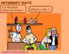Cartoon: First Internet Date (small) by cartoonharry tagged internet,date,file,bar,man,girl