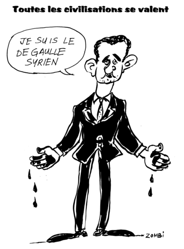 Cartoon: Caricature Bashar El Assad (medium) by Zombi tagged bashar,al,assad,petrol,gas,syria,de,gaulle